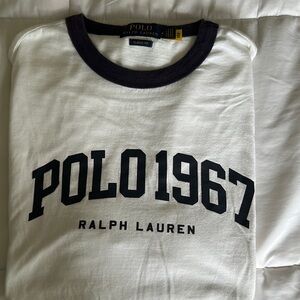 Ralph Lauren White and Navy Classic Fit Tee
